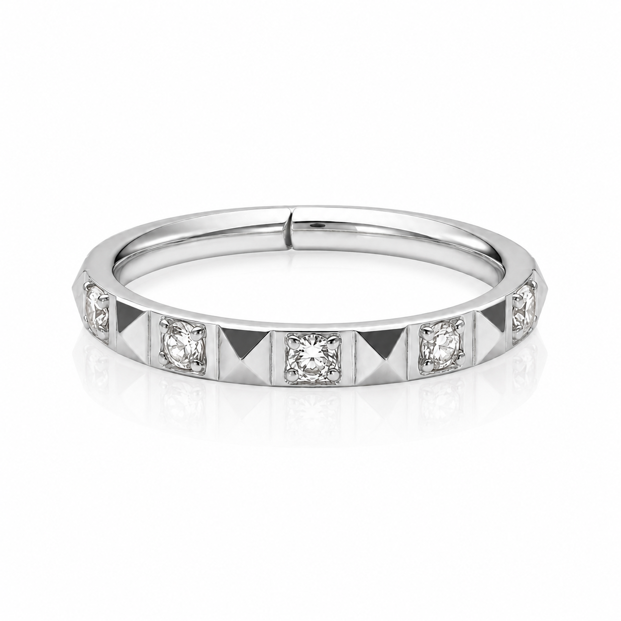 Eulalia - Anneau Clicker - Finition Argent - 1.2*8mm - Zircon Blanc