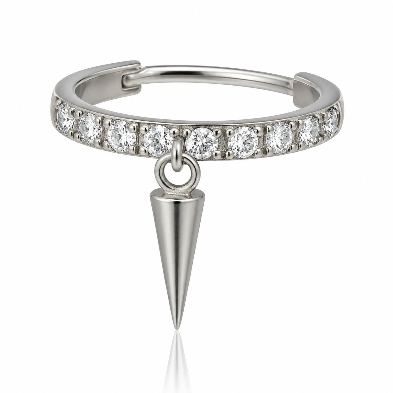 Marisol - Anneau Clicker - Finition Argent - 1.2*8mm - Zircon Blanc
