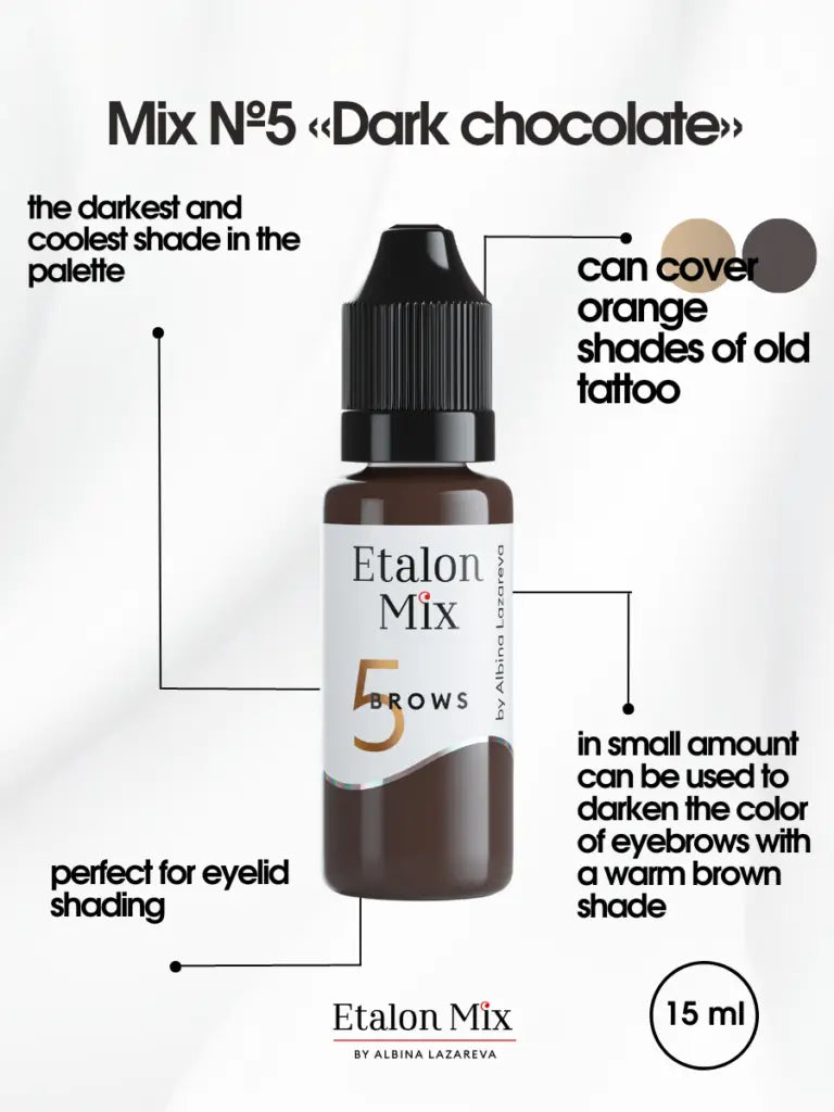 N° 5 Dark chocolate - Pigment pour maquillage permanent sourcils - 15 ml