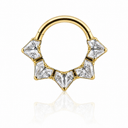 Diane - Titanium Clicker Ring F136 - Gold Finish - 1.2*8mm - White Zircon
