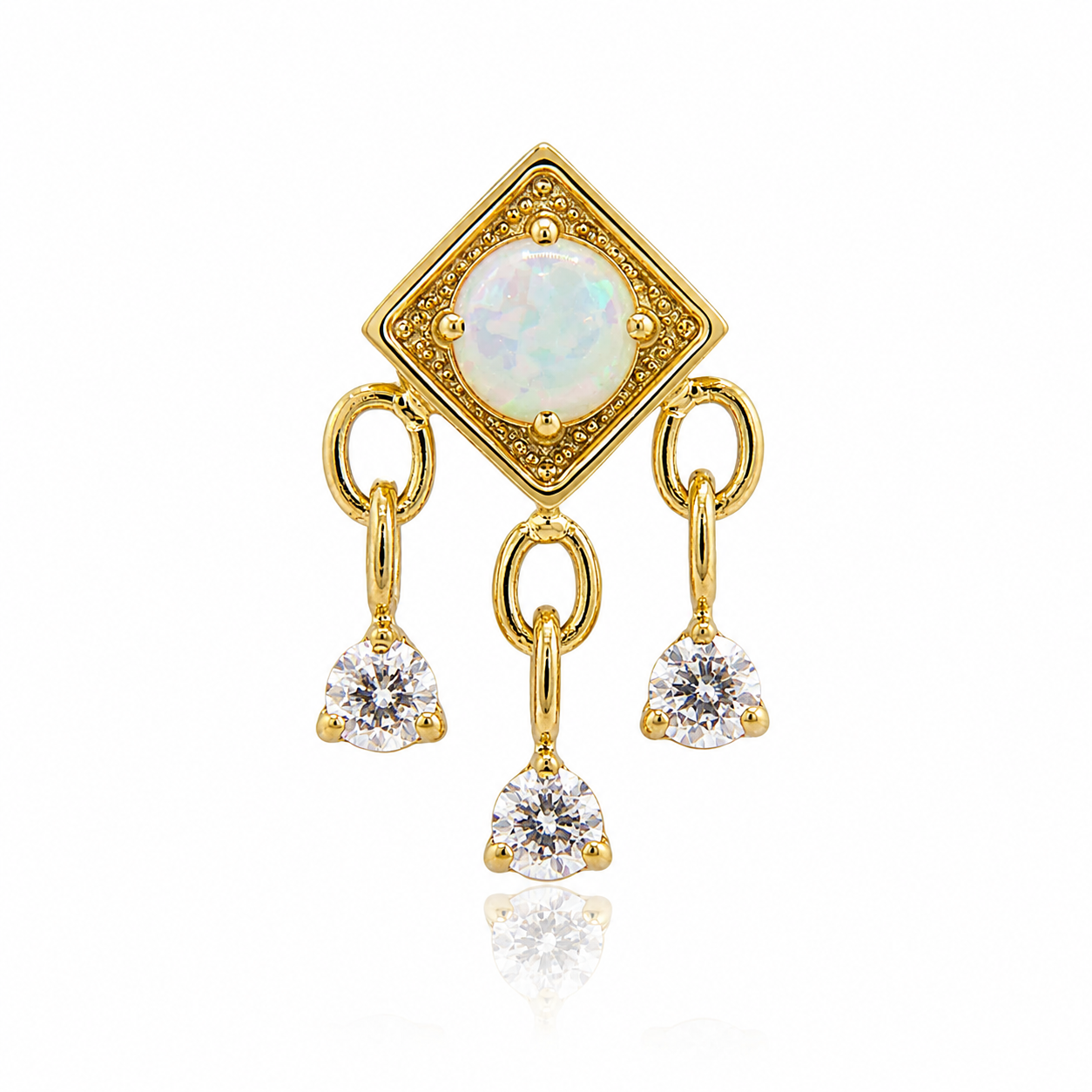 Sofia - Titanium Labret F136 - Gold Finish - Opal