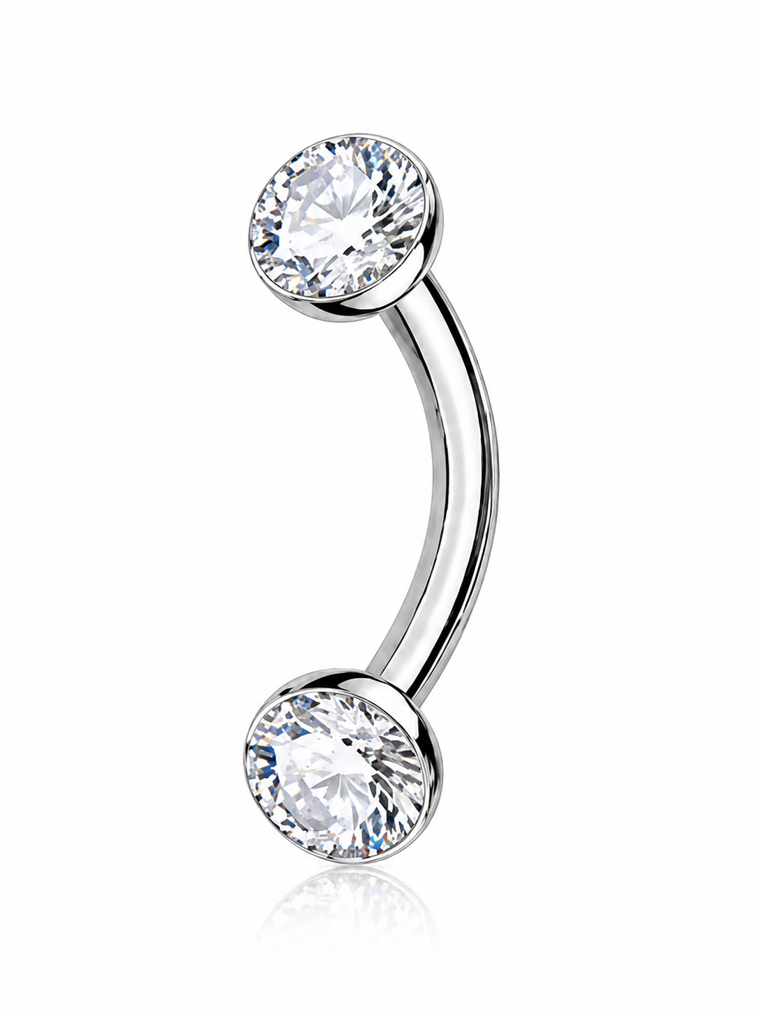 Lisa - Nombril Titane F139 - Finition Argent - 1.6*6*5 mm - Zircon blanc