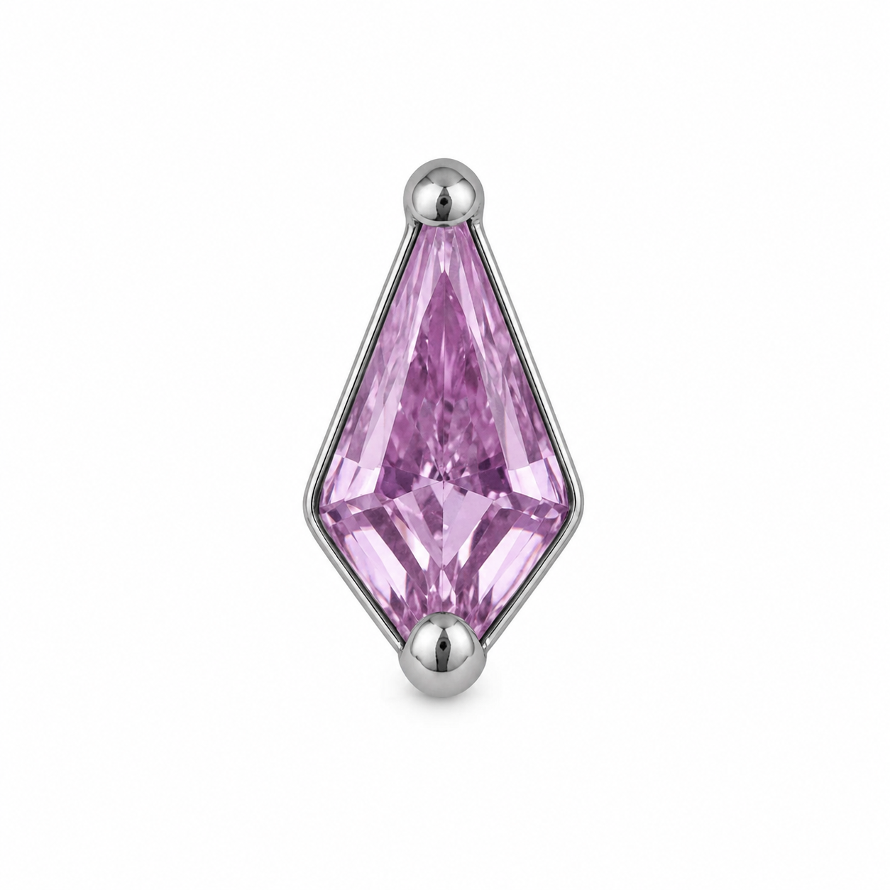 Aurélia - Labret Filetage Interne - Finition Argent -  0.9 * 8 mm - Zircon Rose
