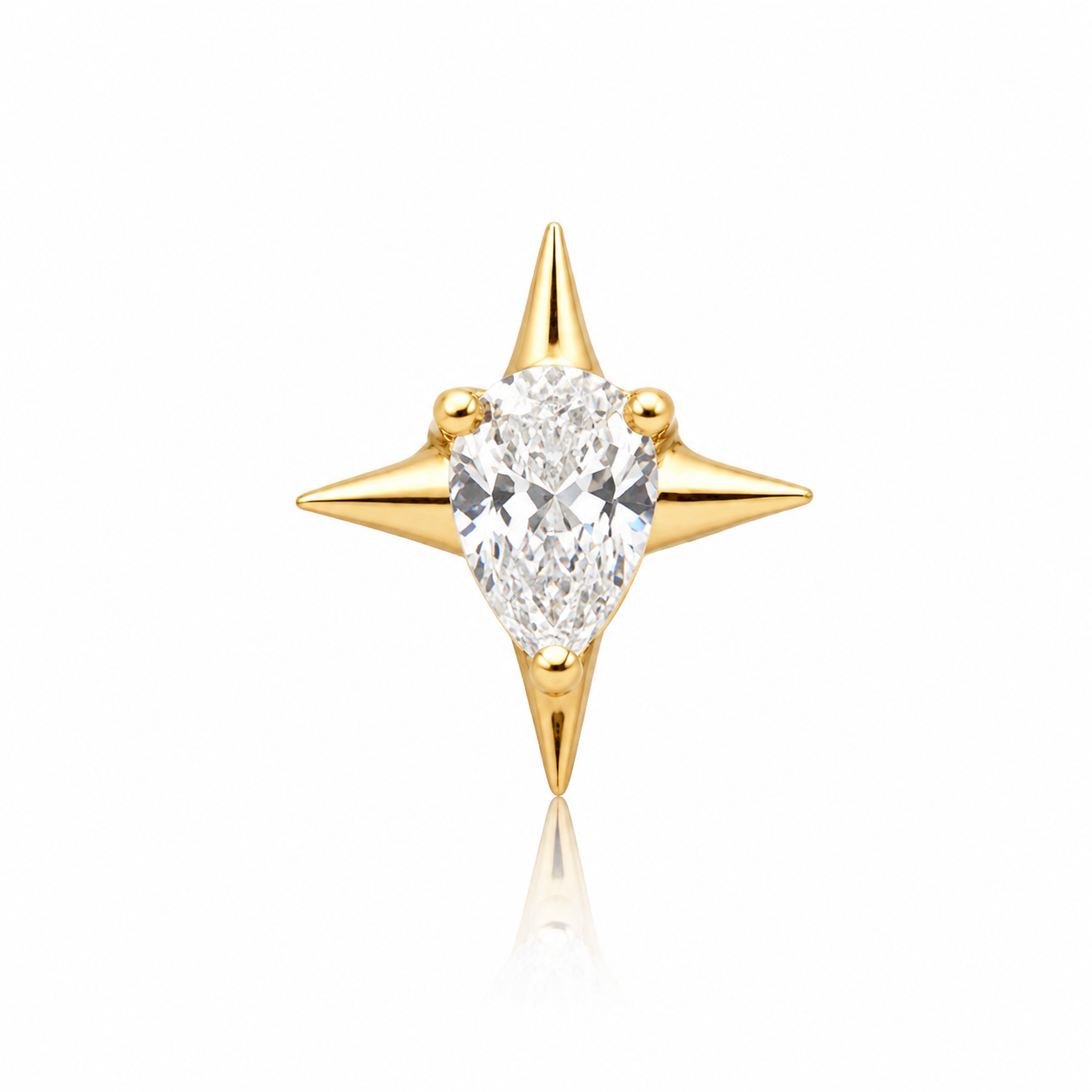 Loane - Labret Titane F136 - Finition Or - Zircon blanc