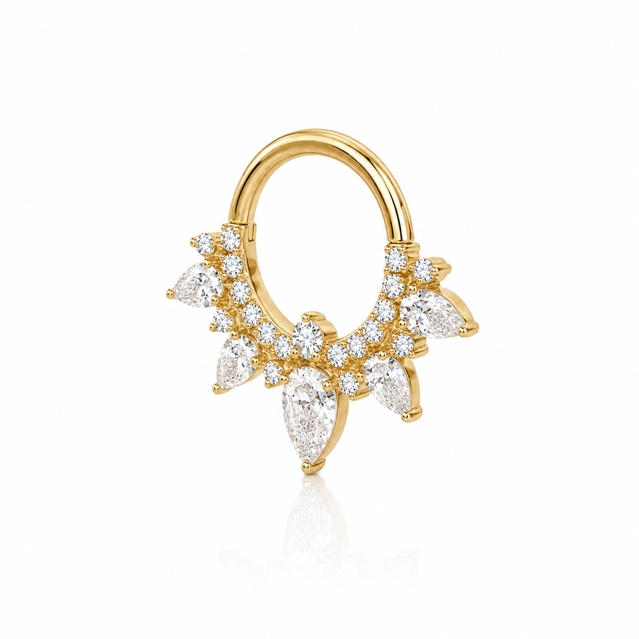 Lahna - Anneau Clicker - Finition Or - 1.2*10 - Zircon Blanc
