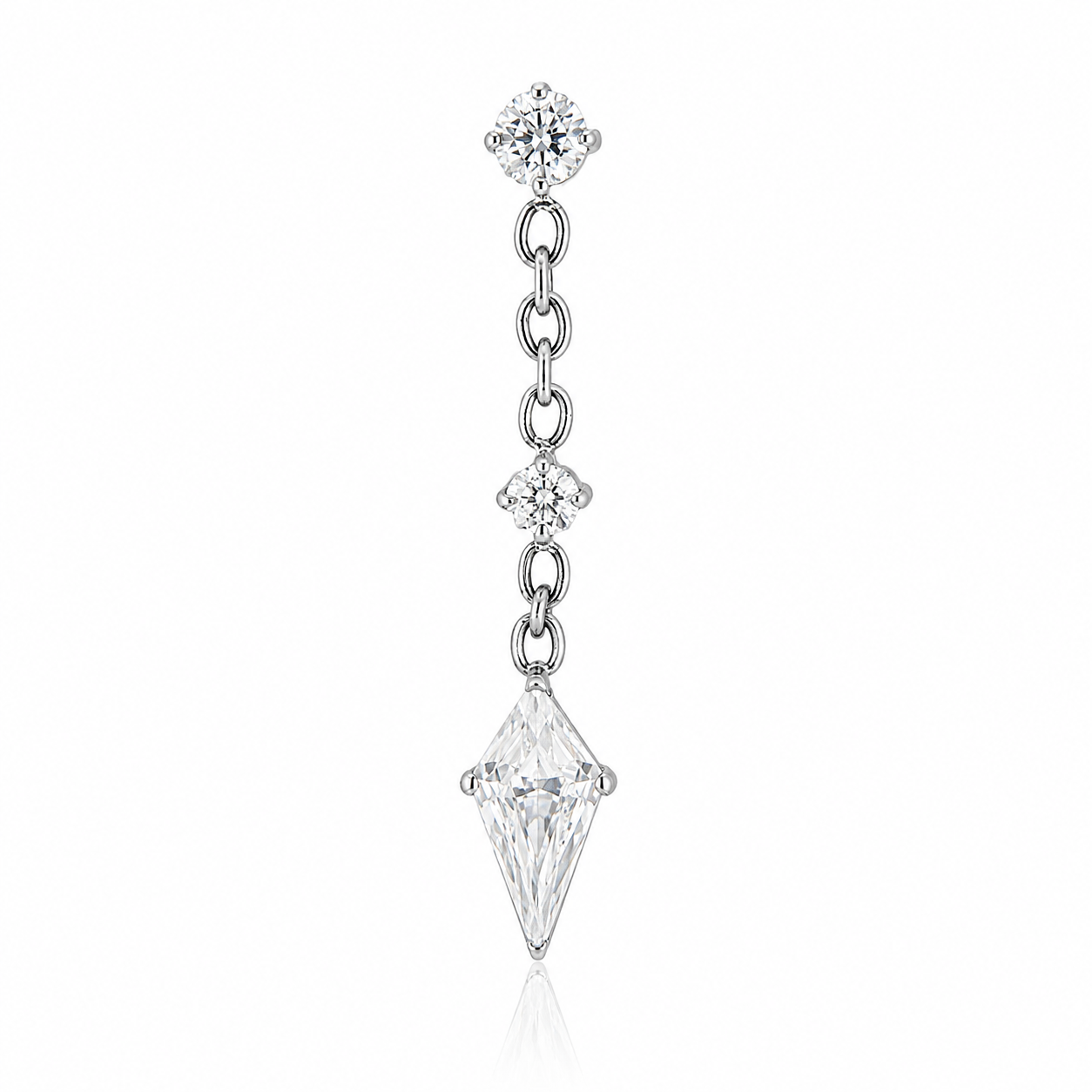 Thalia - Titanium Labret F136 - Silver Finish - White Zircon