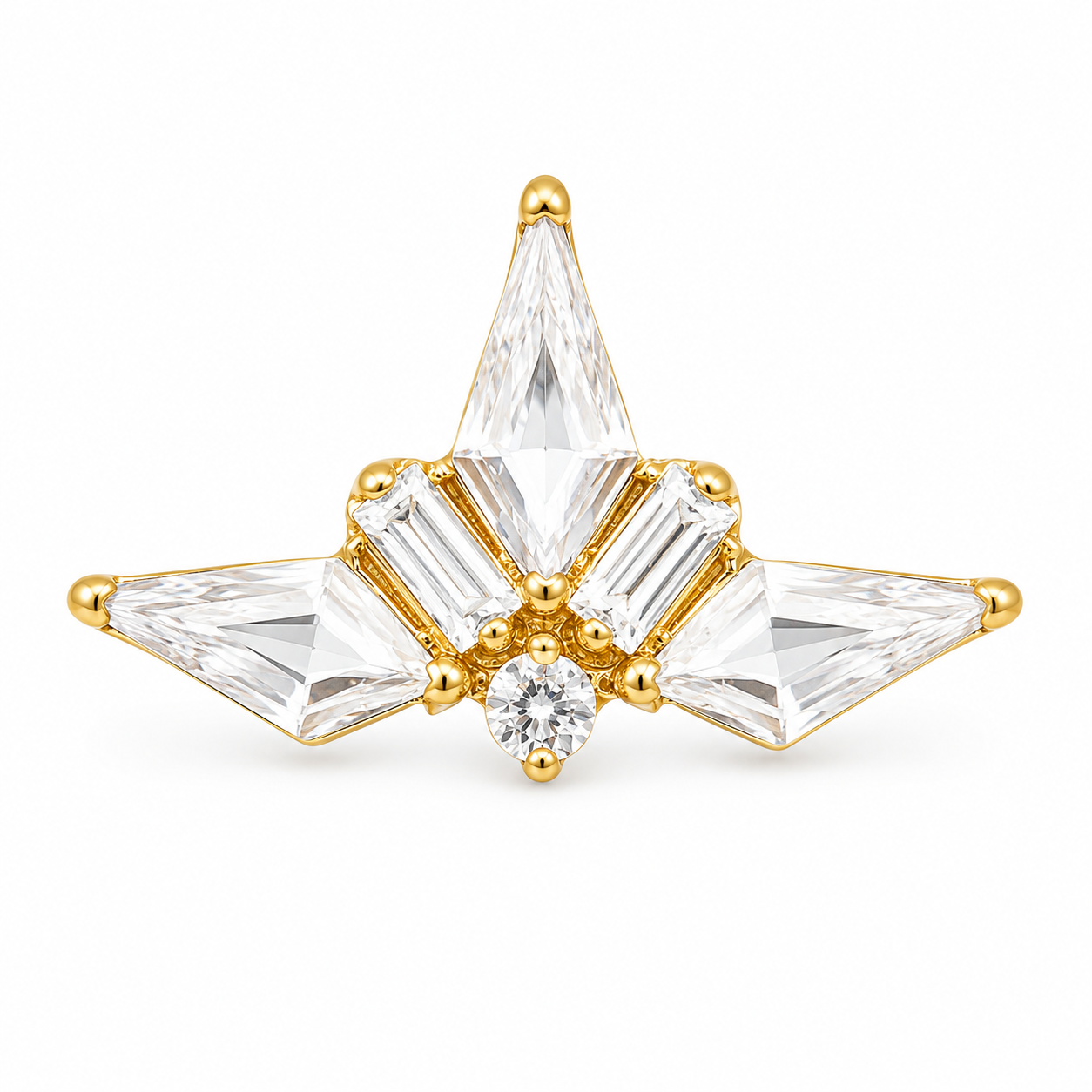 Ondine - Titanium Labret F136 - Gold Finish - White Zircon