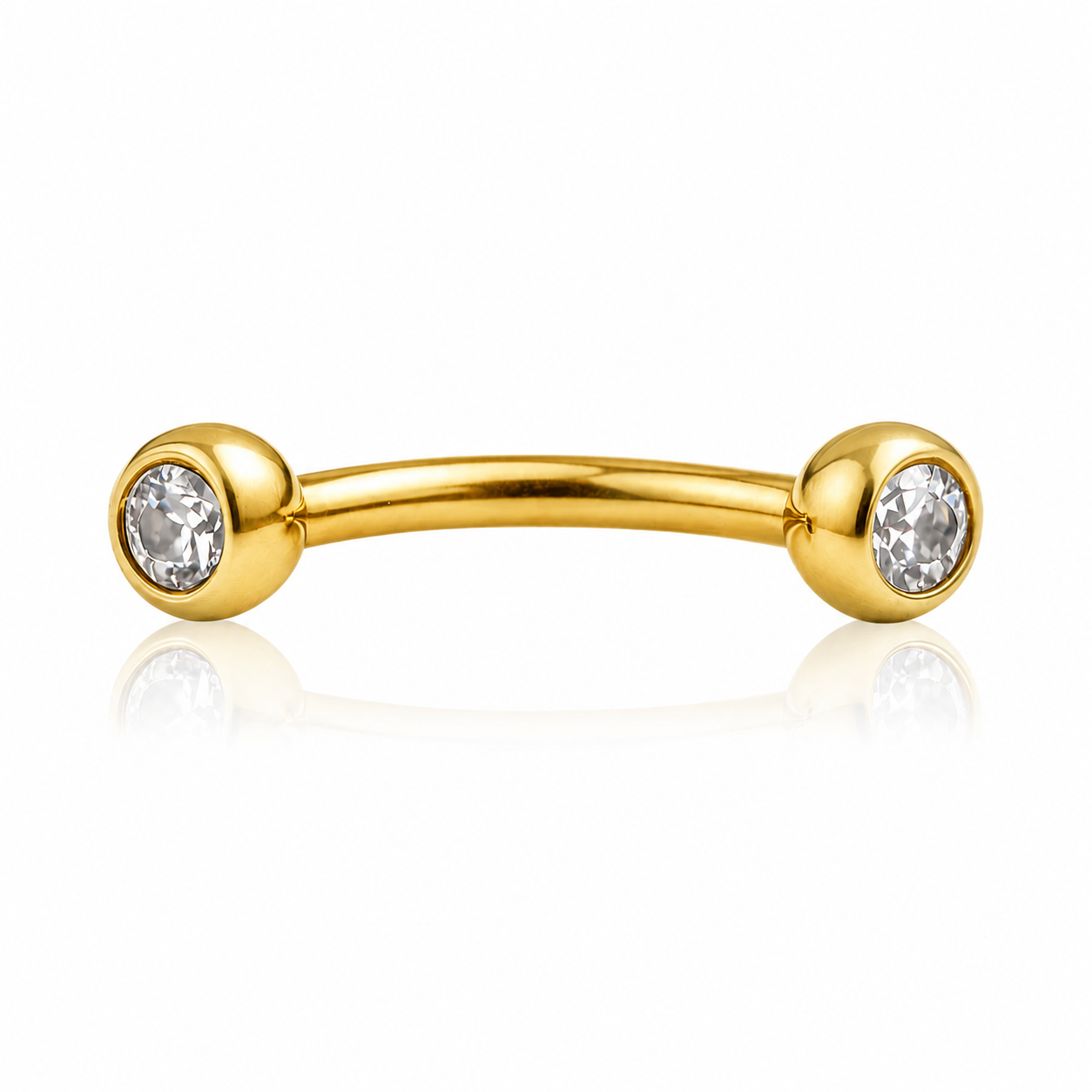 Juno - Banane Filetage Interne Embout - Finition Or - 1.2*8*3mm - Zircon Blanc