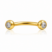 Juno - Banane Filetage Interne Embout - Finition Or - 1.2*8*3mm - Zircon Blanc