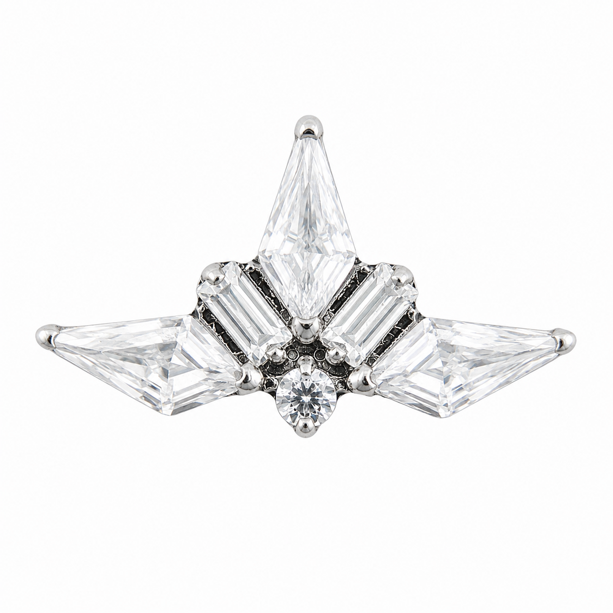 Ondine - Titanium Labret F136 - Silver Finish - White Zircon