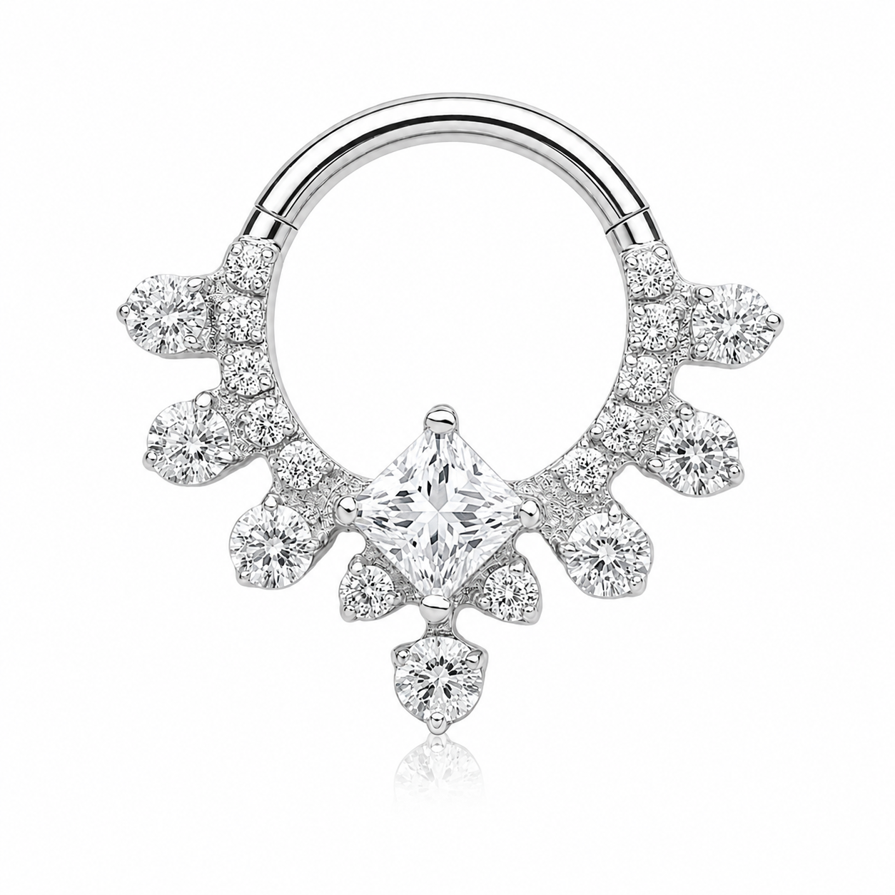 Céleste - Titanium Clicker Ring F136 - Gold Finish - 1.2*8mm - White Zircon