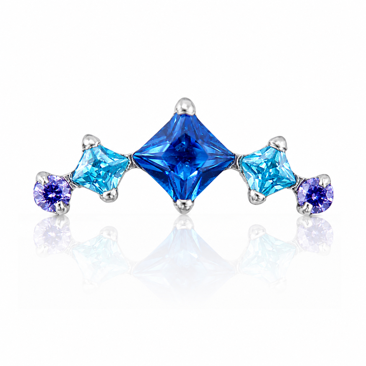 Océane - Titanium Labret F136 - Silver Finish - Blue Zircon