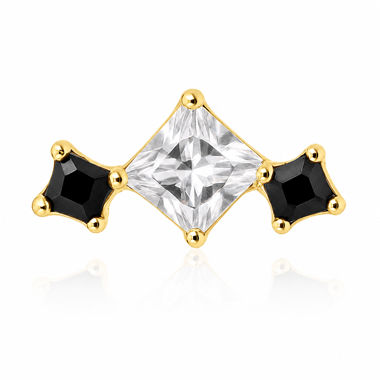 Océane - Titanium Labret F136 - Gold Finish - White Zircon - Black Zircon