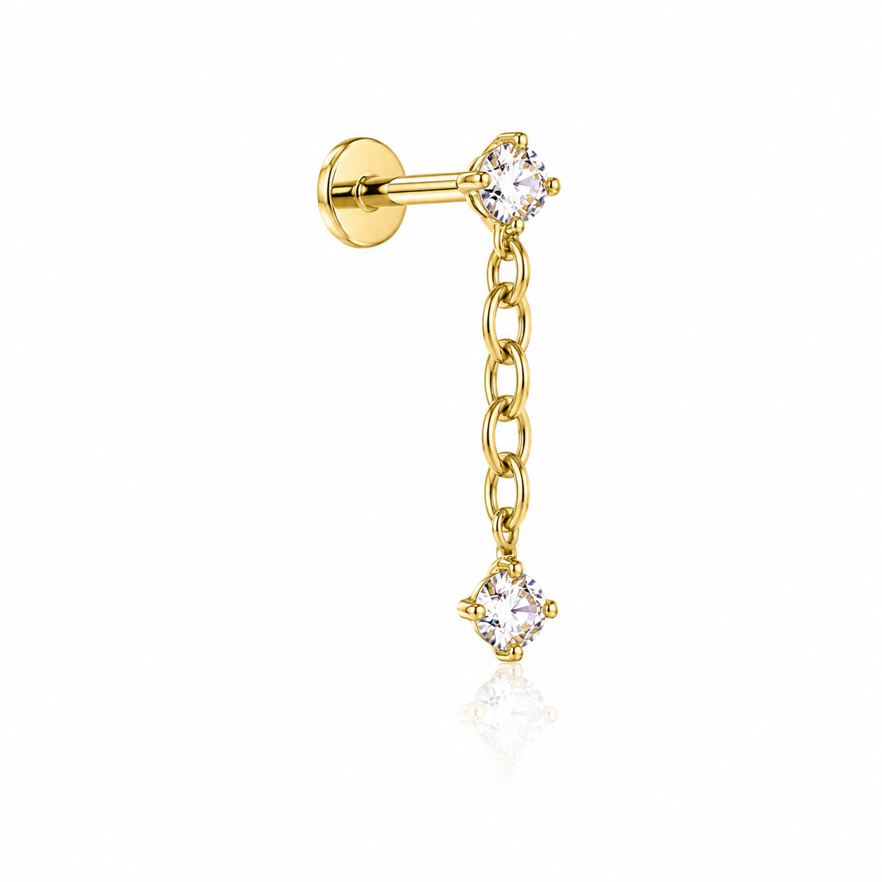 Harmonie - Labret Filetage Interne - Finition Or - M0.9(16G) - Zircon Blanc