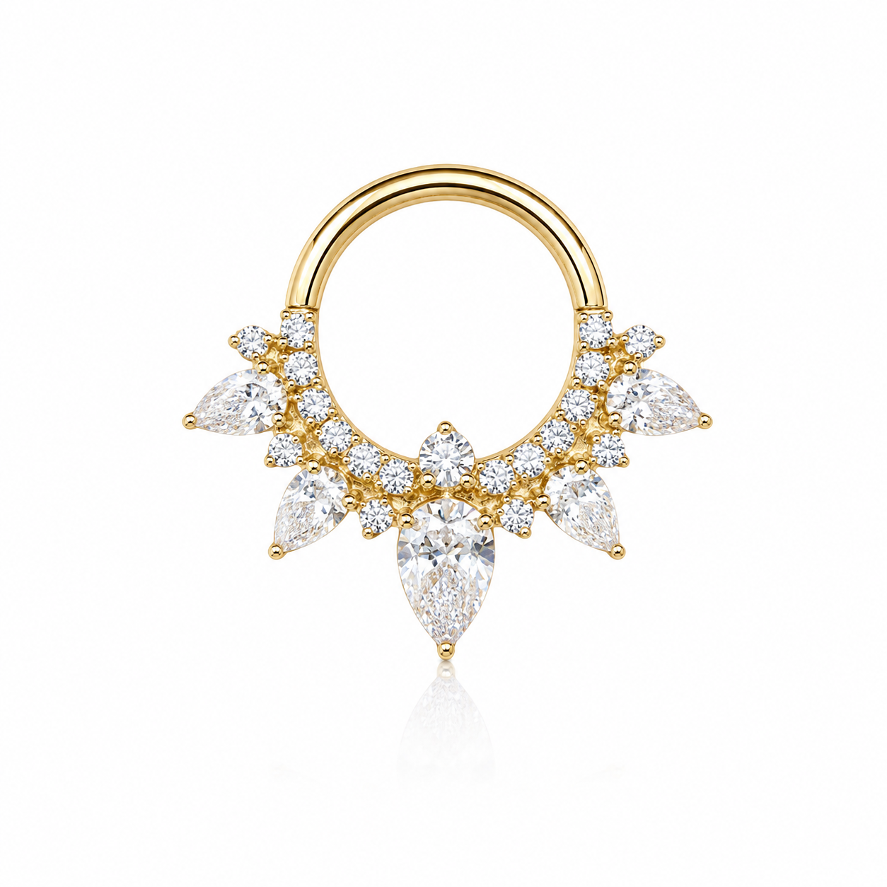 Lahna - Anneau Clicker - Finition Or - 1.2*10 - Zircon Blanc