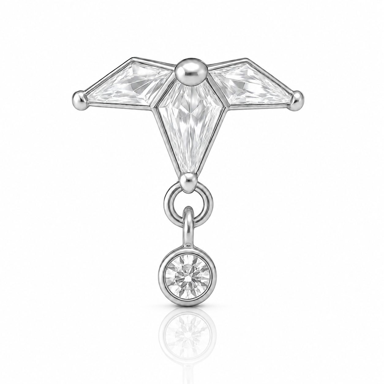Mirabelle - Titanium Labret F136 - Silver Finish - White Zircon