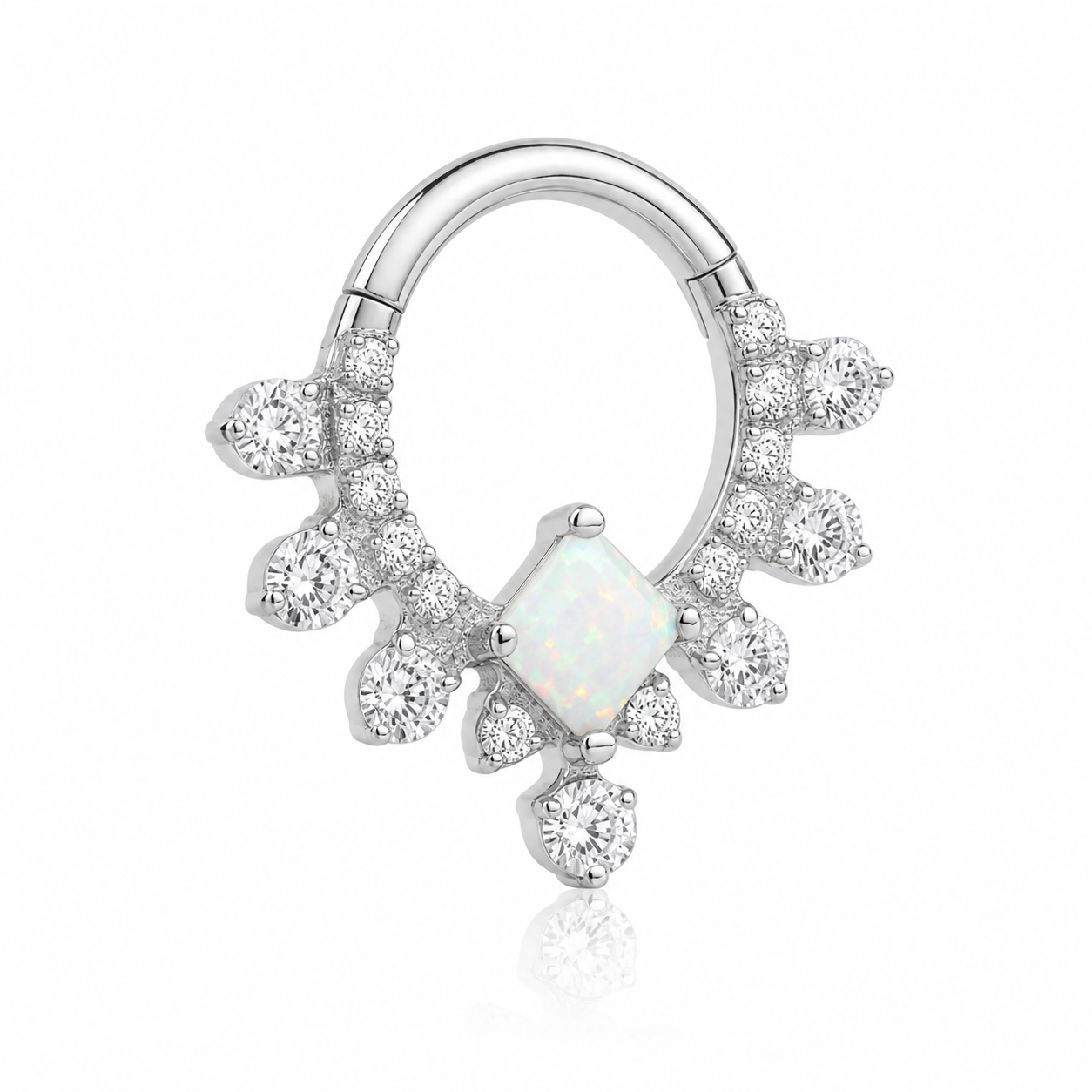 Céleste - Titanium Clicker Ring F136 - Gold Finish - 1.2*8mm - Opal