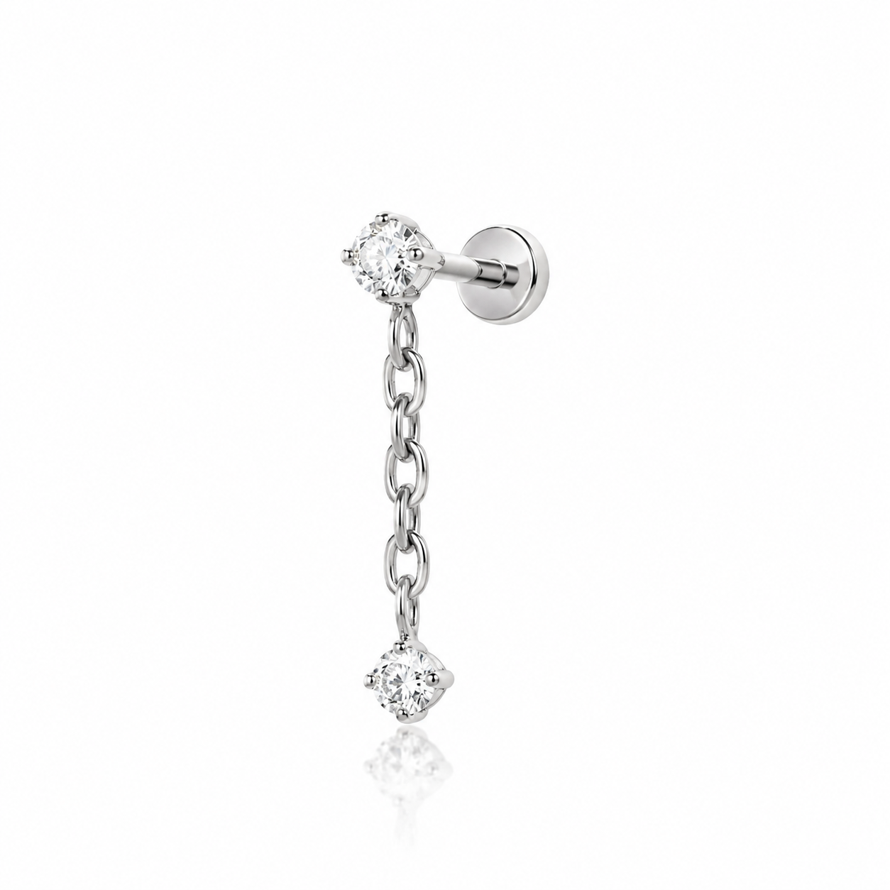 Harmonie - Labret Filetage Interne - Finition Argent - M0.9(16G) - Zircon Blanc