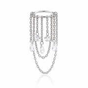 Gaia - Titanium Clicker Ring F136 - Silver Finish - 1.2*8mm - White Zircon