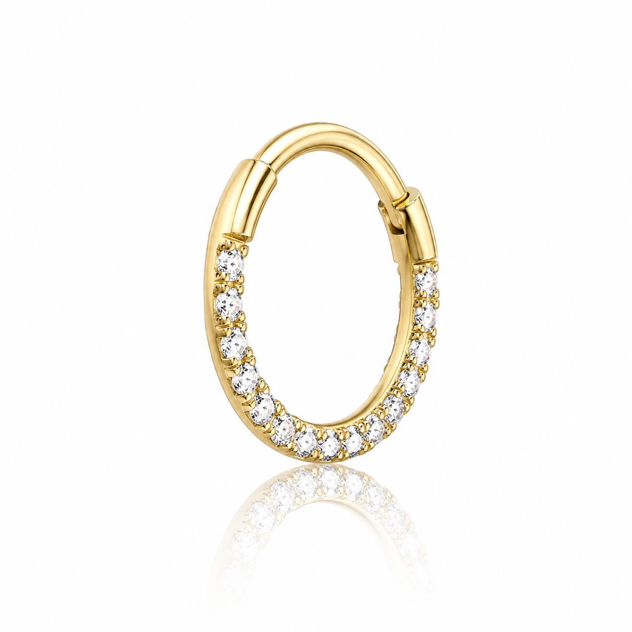 Emilie - Anneau Clicker - Finition Or - 1.2*8- Zircon Blanc
