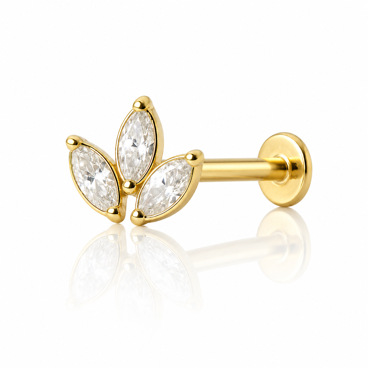 Selenne - Labret Filetage Interne - Finition Or - M0.9(16G) - Zircon Blanc
