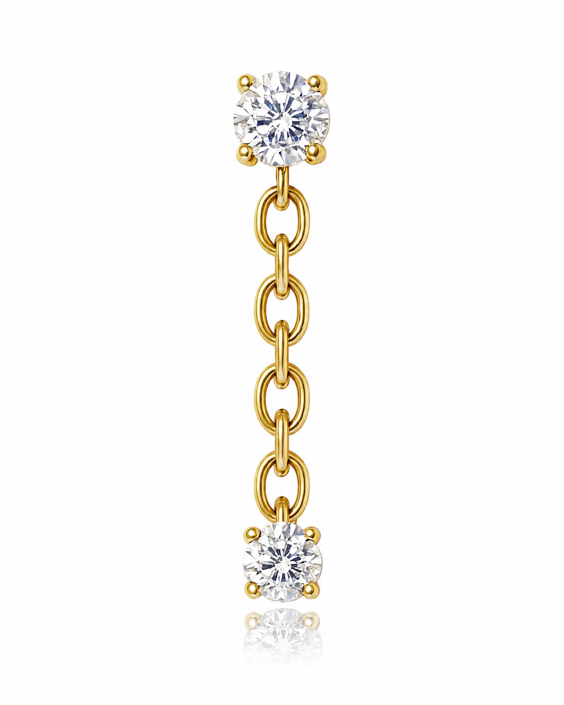 Lyra - Chaînette Pendante Filetage Interne - Finition Or - M0.9(16G) - Zircon Blanc