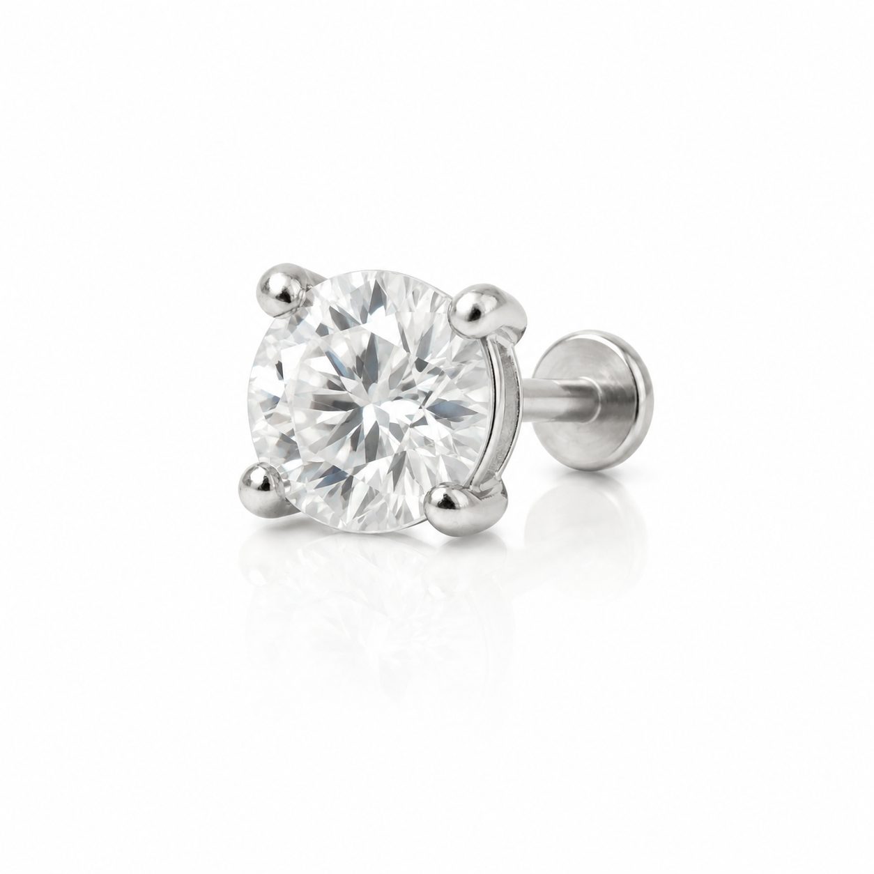 Liora - Labret Filetage Interne - Finition Argent - 1.2*8*2.5mm - Zircon Blanc