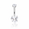 Lila - Nombril Titane F138 - Finition Argent - 1.6*10*5/8mm - Zircon blanc