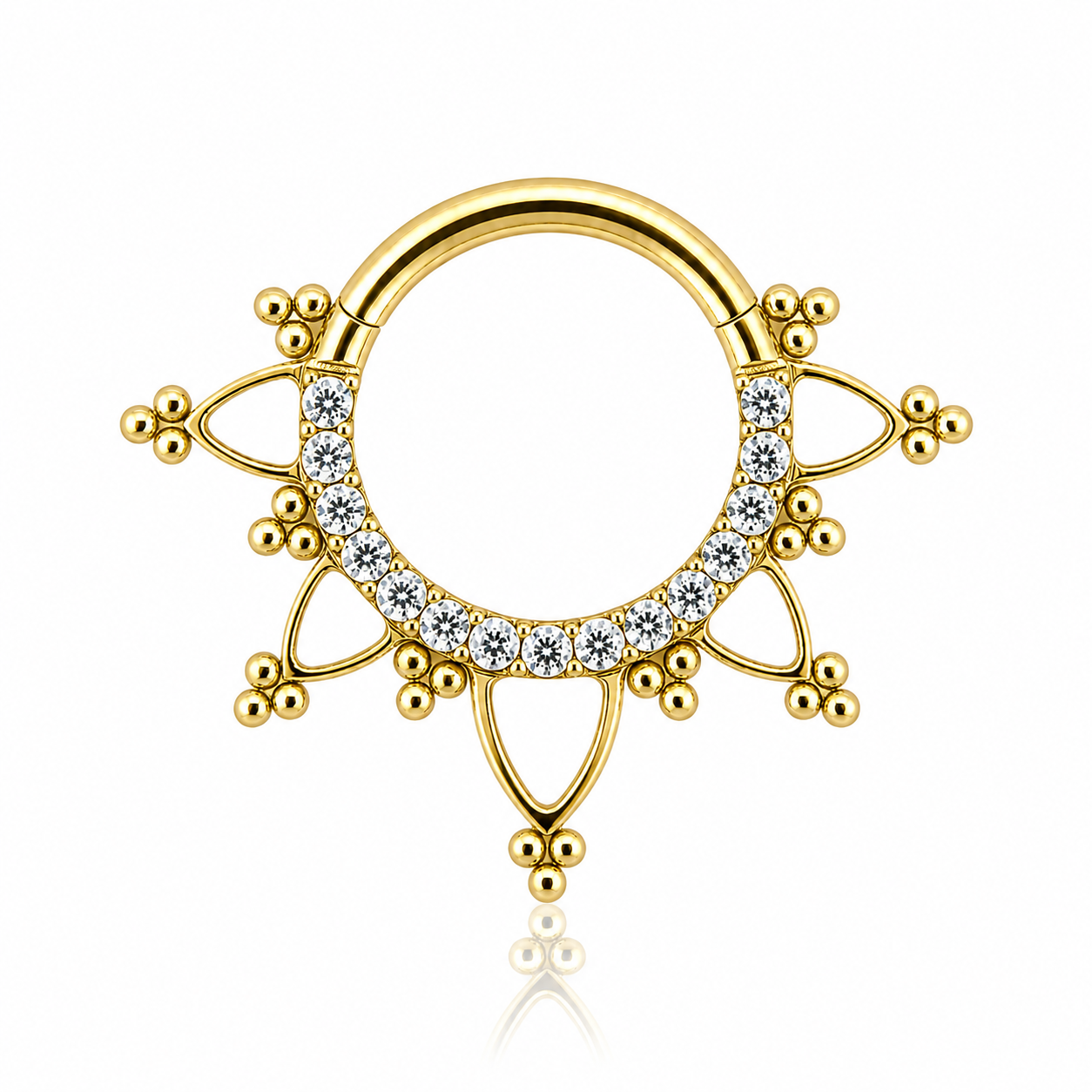 Emma - Titanium Clicker Ring F136 - Gold Finish - 1.2*8mm - White Zircon
