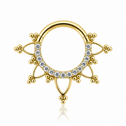 Emma - Titanium Clicker Ring F136 - Gold Finish - 1.2*8mm - White Zircon