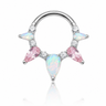Maya - Anneau Clicker Titane F136 - Finition Argent - 1.2*8mm - Opale Rose