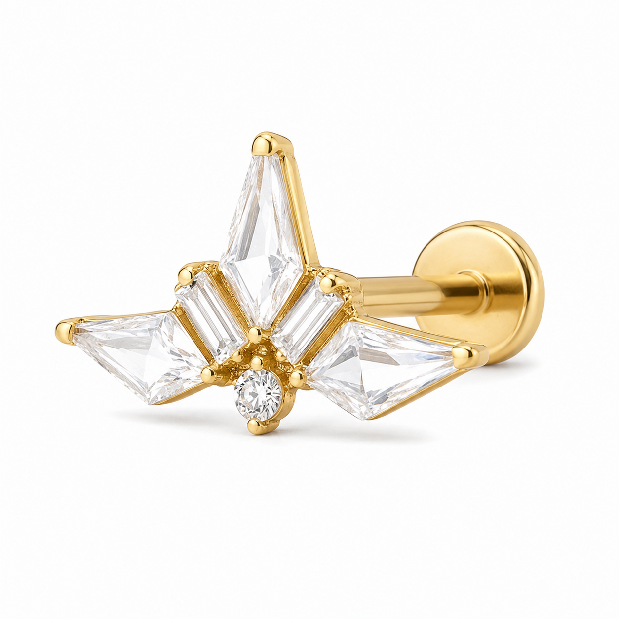 Ondine - Titanium Labret F136 - Gold Finish - White Zircon
