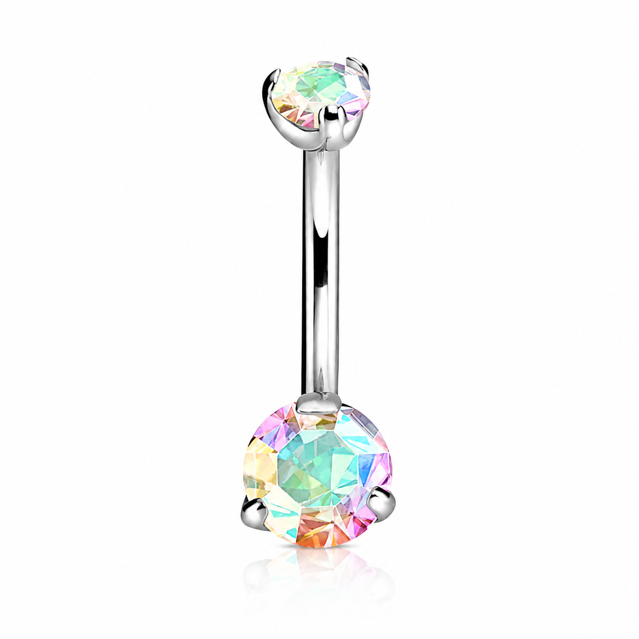 Persephone - Nombril Banane Filetage Interne - Finition Argent - 1.6*10*5/8mm - Zircon Aurore Borealis
