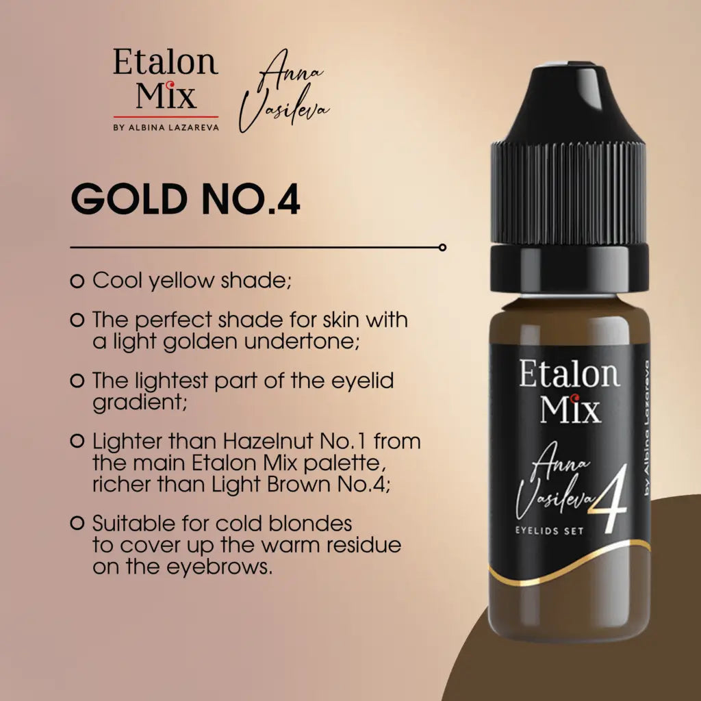 N°4 Gold par Anna Vasileva - Pigment pour maquillage permanent paupières - 10 ml
