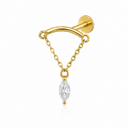 Médina - Labret Filetage Interne - Titane - Finition Or - 1.2*6*8*4mm - Zircon Blanc