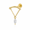 Médina - Labret Filetage Interne - Titane - Finition Or - 1.2*6*8*4mm - Zircon Blanc