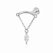 Médina - Labret Filetage Interne - Titane - Finition Argent - 1.2*6*8*4mm - Zircon Blanc