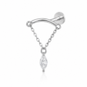 Médina - Labret Filetage Interne - Titane - Finition Argent - 1.2*6*8*4mm - Zircon Blanc