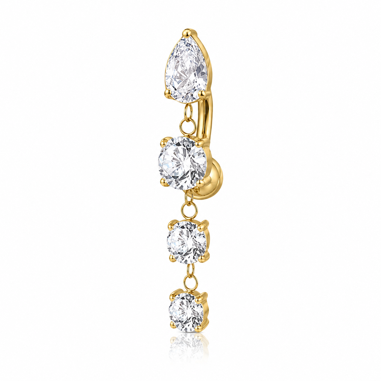 Lilou - Nombril Titane F139 - Finition Or - 1.6*10*5 mm - Zircon blanc