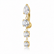 Lila - Titanium Belly Button F139 - Gold Finish - 1.6*10*5/8mm - White Zircon