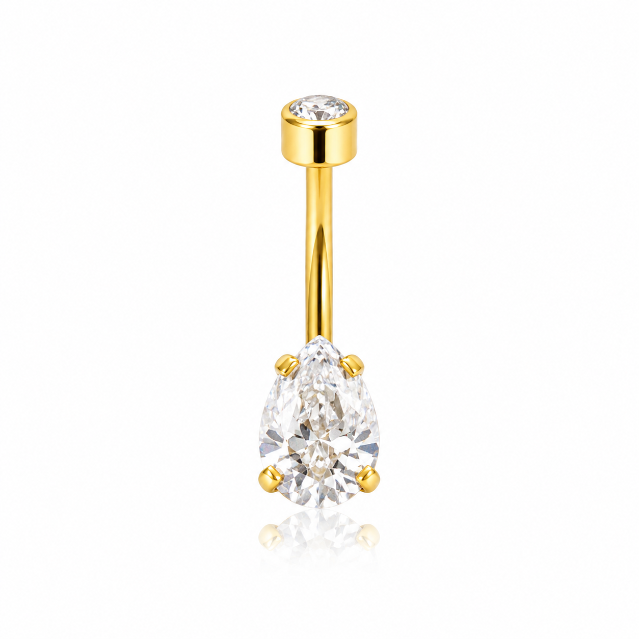 Mélo - Nombril Titane F139 - Finition Or - 1.6*10*5/8mm - Zircon blanc