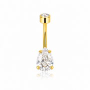Lila - Titanium Belly Button F139 - Gold Finish - 1.6*10*5/8mm - White Zircon
