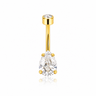 Mélo - Nombril Titane F139 - Finition Or - 1.6*10*5/8mm - Zircon blanc