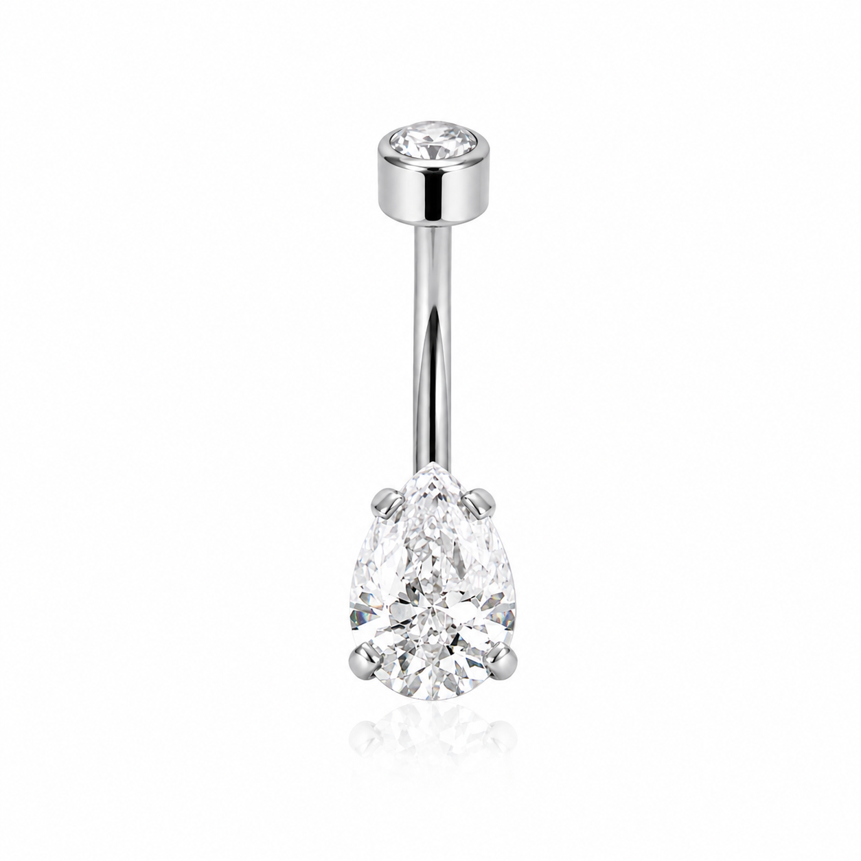 Mélo - Nombril Titane F139 - Finition Argent - 1.6*10*5/8mm - Zircon blanc