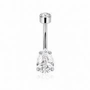 Lila - Titanium Belly Button F139 - Gold Finish - 1.6*10*5/8mm - White Zircon