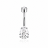 Mélo - Nombril Titane F139 - Finition Argent - 1.6*10*5/8mm - Zircon blanc