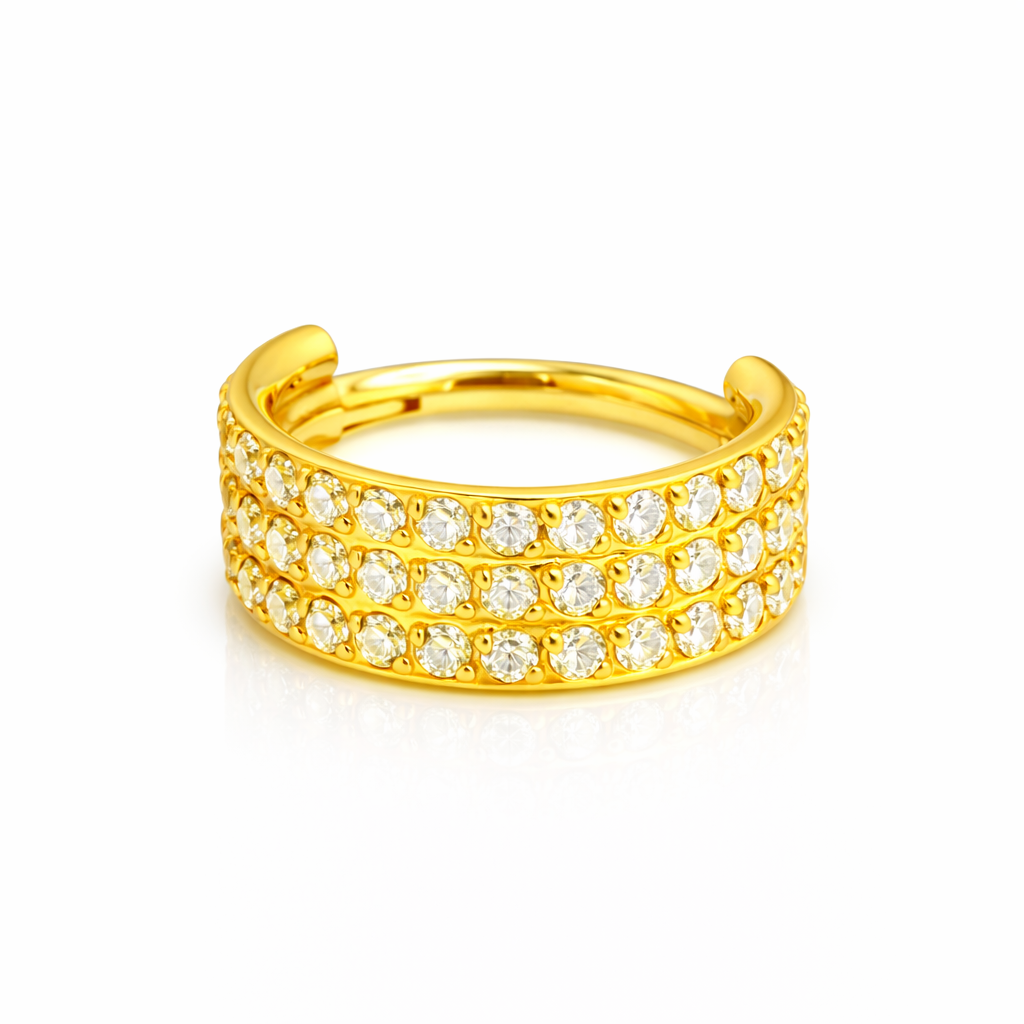 Ambre - Anneau Clicker - Finition Or - 1.2*8mm - Zircon Blanc