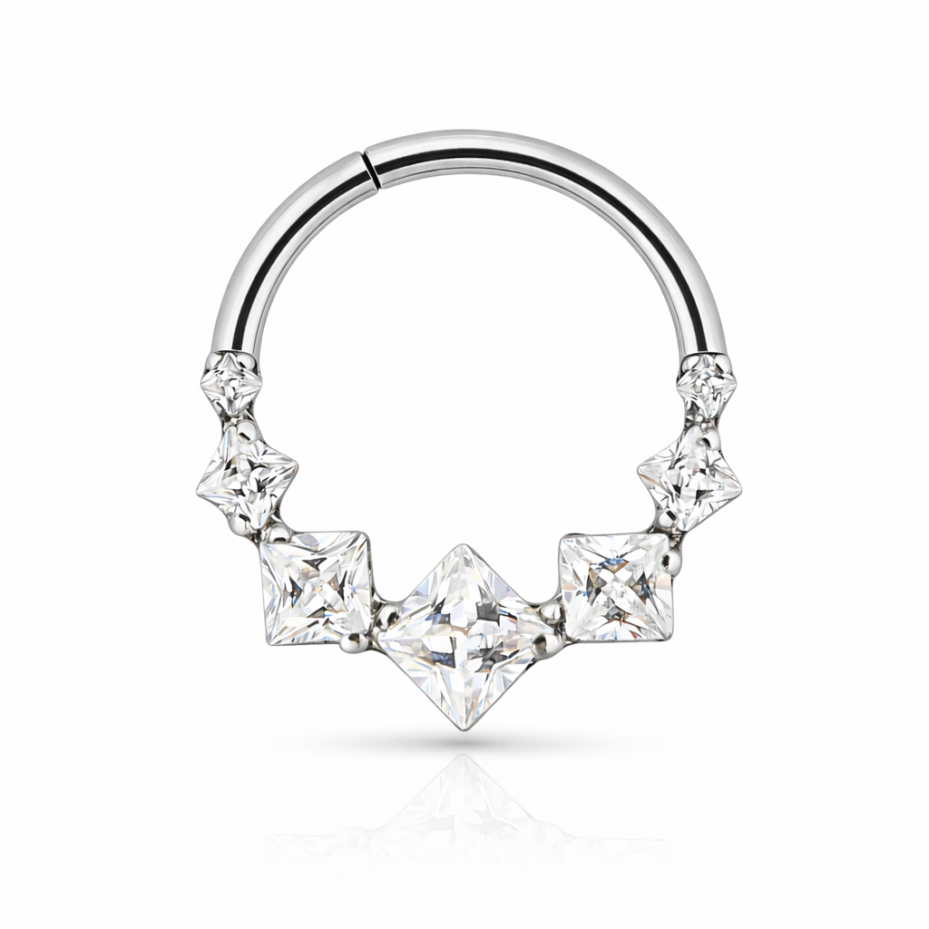 Ana - Anneau Clicker Titane F136 - Finition Argent- 1.2* 8 mm - Zircon blanc