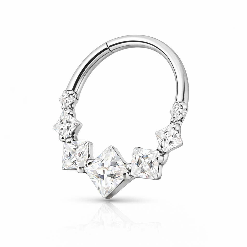 Ana - Anneau Clicker Titane F136 - Finition Argent- 1.2* 8 mm - Zircon blanc