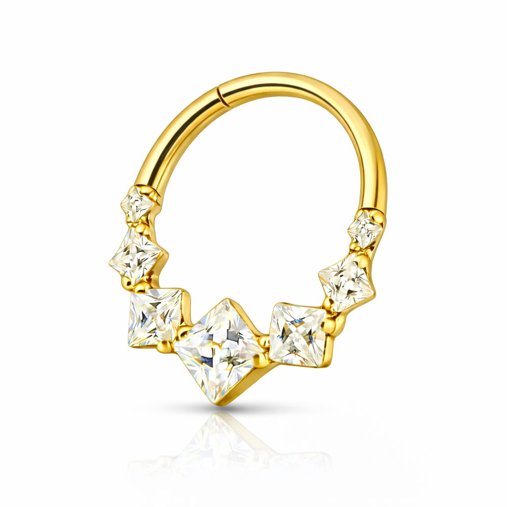 Ana - Anneau Clicker Titane F136 - Finition Or - 1.2*8mm - Zircon blanc